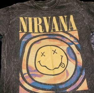 NIRVANA Charcoal Tee with Iconic Smiley